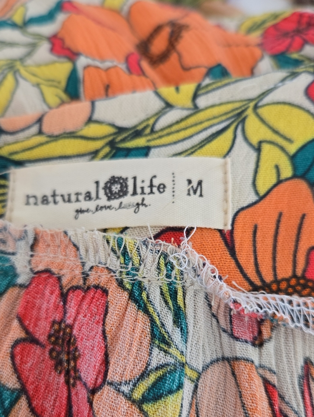 Natural Life Gorgeous Vibrant Floral Sleeveless Maxi Dress in Orange Pink Medium - Picture 5 of 6